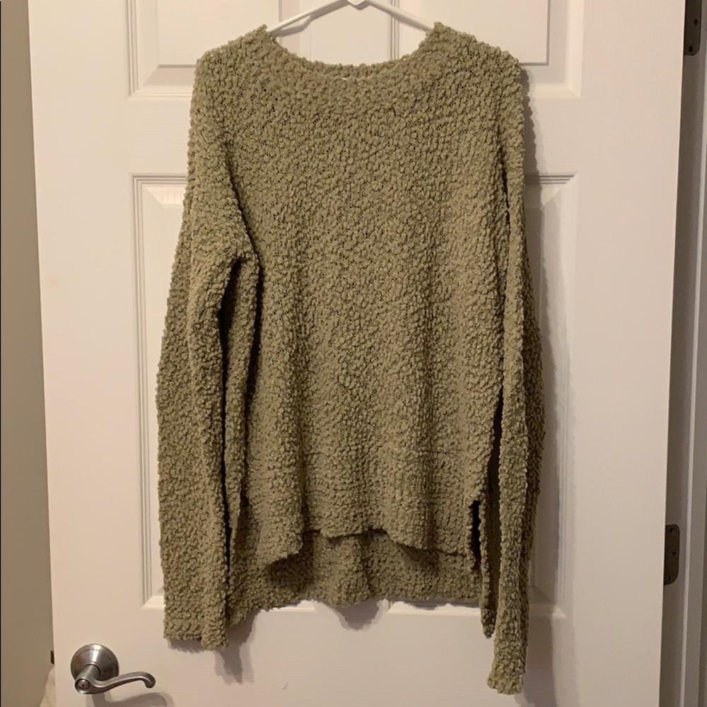 Olive Green Popcorn Sweater